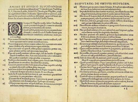 Martin Luther's 95 Theses (courtesy of Wikisource)
